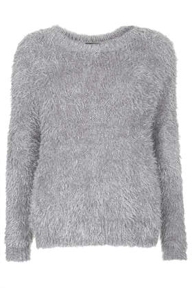 Topshop - Flauschiger Strickpulli - Grau