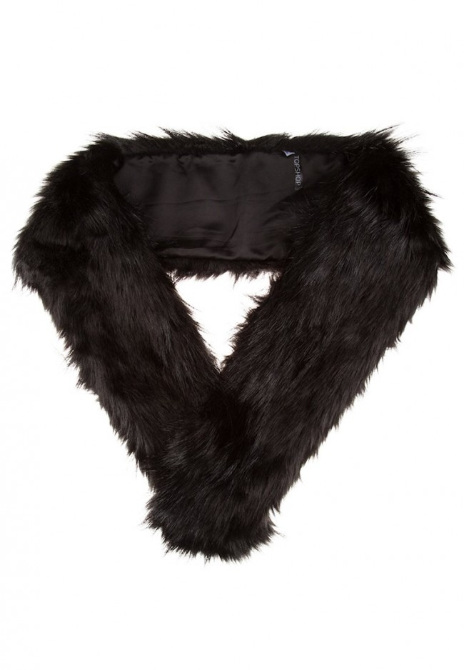 Topshop FUR STOLE Schal BLACK